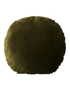Discount 🛒 Aura Home Luxury Velvet 55cm Round Cushion in Khaki 🛒
