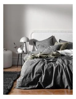 Deals ⌛ Aura Home Chambray Fringe Bedlinen Collection in Smoke 🥰