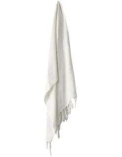 Best deal 😀 Aura Home Vintage Linen Fringe Throw in Marshmallow ✔️
