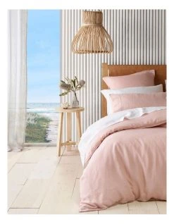 Discount โ๏ธ Australian House & Garden Sandy Cape Washed Belgian Linen Quilt Cover Set Pink โญ