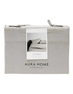 Best Sale ⌛ Aura Home Chambray Vintage Sheet Set in Mink 🥰