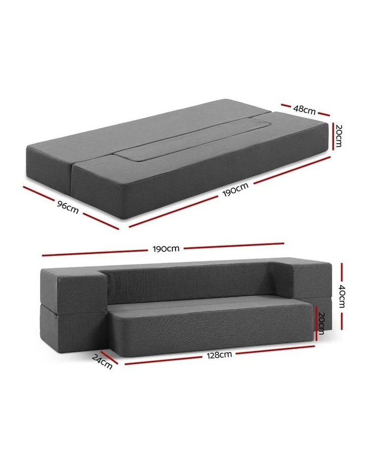 Buy 😀 Giselle Bedding Portable Sofa Bed Folding Mattress Lounger Chair Ottoman Grey ✔️ 2 Buy 😀 Giselle Bedding Portable Sofa Bed Folding Mattress Lounger Chair Ottoman Grey ✔️ - Image 2