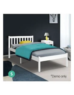 Promo 🥰 Artiss Single Size Wooden Bed Frame - White 😀 -Bedroom Sales Store 758131300 3 720x928
