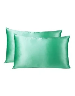 Buy ✨ Royal Comfort Mulberry Silk Pillowcase Twin Pack - Mint 🔔