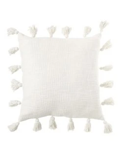 Hot Sale 🔔 Vue Gibraltar Cotton Slub Cotton With Tassels Cushion Off White ❤️