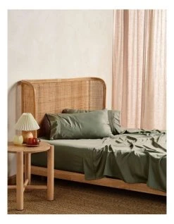 Cheapest 👍 Linen House Nara Bamboo Cotton 400TC Sheet Set Moss 👍