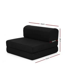 Outlet 🤩 Giselle Bedding Folding Foam Mattress Portable Single Sofa Bed Mat Air Mesh Fabric Black 👏 -Bedroom Sales Store 780376330 3 720x928