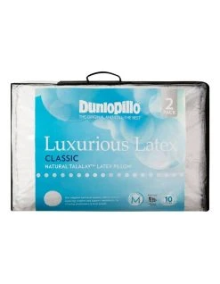 Promo 🥰 Dunlopillo Luxurious Classic Medium Profile & Feel Latex Pillow in White - 2 Pack 👏