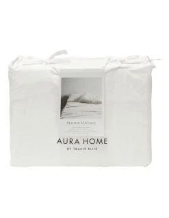 Best Sale ⭐ Aura Home Maison Vintage Sheet Set in White 😀 -Bedroom Sales Store 788797810 809674210 3 720x928