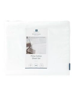 New ✨ Heritage Pima Cotton 400TC Sheet Set White 🛒 -Bedroom Sales Store 790049350 790048270 3 720x928