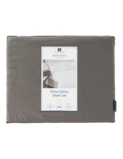Budget ⌛ Heritage Pima Cotton 400TC Sheet Set Grey ⌛ -Bedroom Sales Store 790049350 790048810 3 720x928