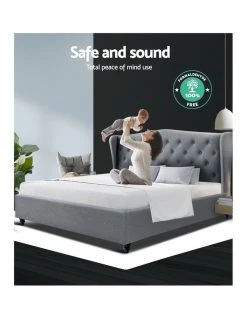 Deals ✨ Artiss Queen Size Wooden Upholstered Bed Frame Headborad - Grey ✨ -Bedroom Sales Store 795723940 6 720x928
