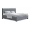 Best Sale 🎁 Artiss Queen Size Bed Frame Gas Lift Linen Fabric Wooden Storage Steel Grey ⌛