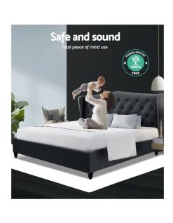 Coupon 🧨 Artiss Queen Size Bed Frame Base Mattress Platform Fabric Wooden Charcoal PIER 😍 -Bedroom Sales Store 795725470 6 720x928