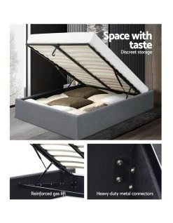 Discount ⭐ Artiss Double Size Gas Lift Bed Frame Base With Storage Platform Fabric 🔔 -Bedroom Sales Store 795726730 4 720x928