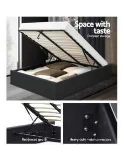 Flash Sale ⌛ Artiss Double Size Gas Lift Bed Frame Base With Storage Platform Fabric ❤️ -Bedroom Sales Store 795727270 4 720x928