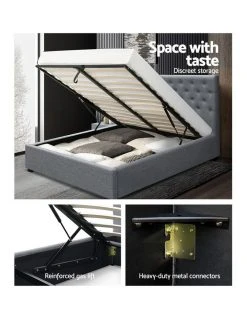Brand new 😀 Artiss Queen Size Gas Lift Bed Frame Base With Storage Mattress Grey Fabric VILA 🎁 -Bedroom Sales Store 795730150 4 720x928
