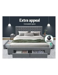 Cheap 🥰 Artiss King Bed Frame with 4 Storage Drawers AVIO Fabric Headboard Wooden 🛒 -Bedroom Sales Store 795731770 3 720x928