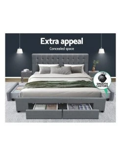 Buy ✨ Artiss Queen Size Bed Frame Base Mattress With Storage Drawer Fabric 😀 -Bedroom Sales Store 795732130 3 720x928