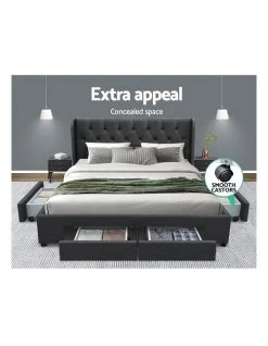 Discount ✔️ Artiss Queen Size Bed Frame Base Mattress With Storage Drawer Charcoal Fabric MILA ✨ -Bedroom Sales Store 795733030 3 720x928