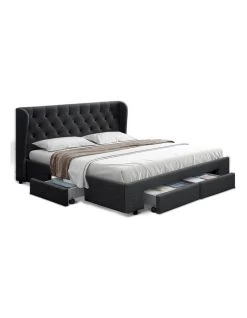 Flash Sale 😍 Artiss King Size Bed Frame Base With Storage Drawer Charcoal Fabric MILA ⌛