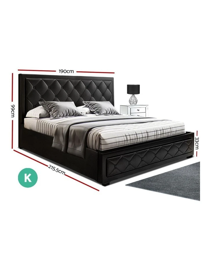 Flash Sale 💯 Artiss TIYO King Size Gas Lift Bed Frame Base With Storage Mattress Black Leather 🔥 2 Flash Sale 💯 Artiss TIYO King Size Gas Lift Bed Frame Base With Storage Mattress Black Leather 🔥 - Image 2