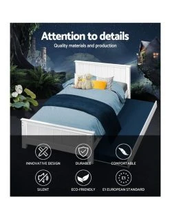 Promo ⌛ Artiss KING SINGLE Size Pull Out Trundle Bed Frame Timber Pine Wood White Mattress Base Platform Bedroom Drawers ✨ -Bedroom Sales Store 795839950 3 720x928