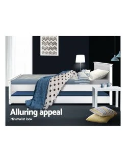 Promo ⌛ Artiss KING SINGLE Size Pull Out Trundle Bed Frame Timber Pine Wood White Mattress Base Platform Bedroom Drawers ✨ -Bedroom Sales Store 795839950 5 720x928