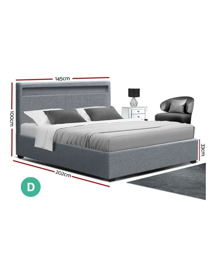 Deals 👏 Artiss Bed Frame Double Full Size Gas Lift Base With Storage Grey Fabric COLE ⭐ 2 Deals 👏 Artiss Bed Frame Double Full Size Gas Lift Base With Storage Grey Fabric COLE ⭐ - Image 2