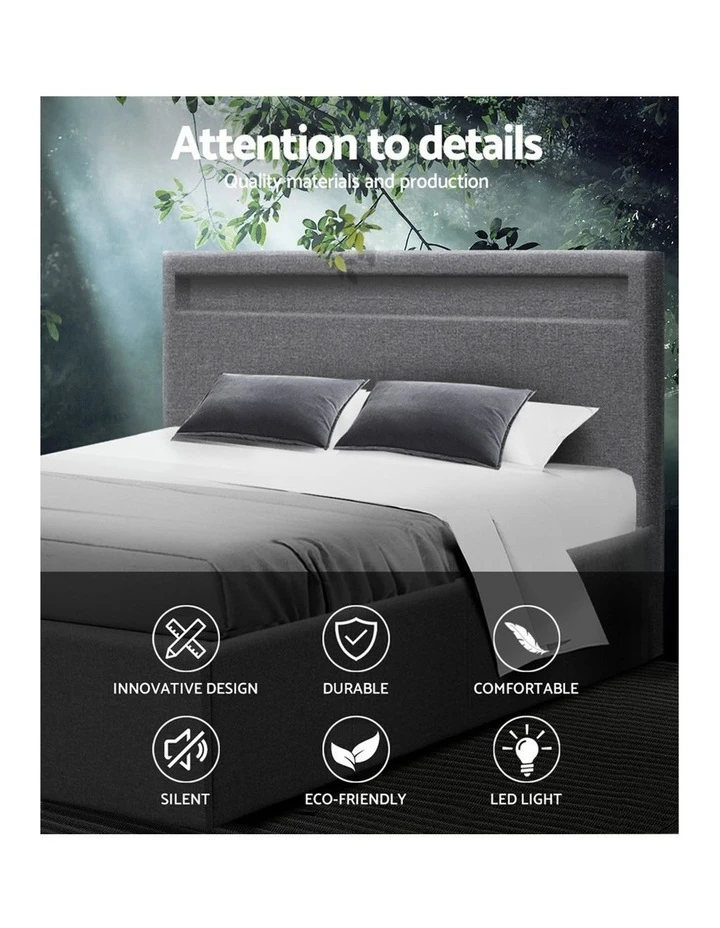 Deals 👏 Artiss Bed Frame Double Full Size Gas Lift Base With Storage Grey Fabric COLE ⭐ 3 Deals 👏 Artiss Bed Frame Double Full Size Gas Lift Base With Storage Grey Fabric COLE ⭐ - Image 3