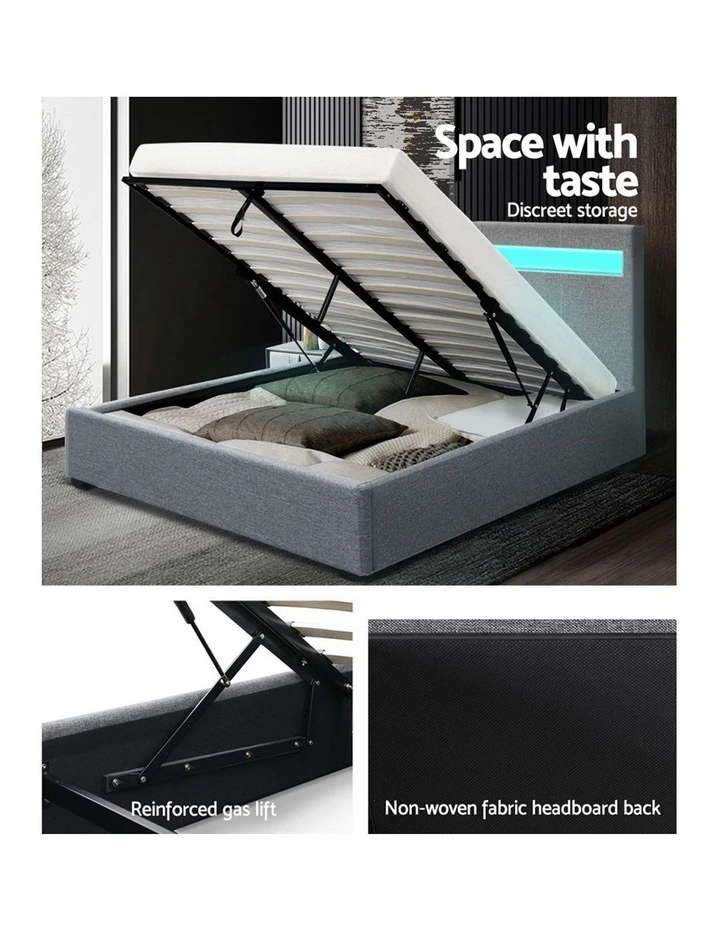 Deals 👏 Artiss Bed Frame Double Full Size Gas Lift Base With Storage Grey Fabric COLE ⭐ 6 Deals 👏 Artiss Bed Frame Double Full Size Gas Lift Base With Storage Grey Fabric COLE ⭐ - Image 6