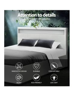 Coupon 🧨 Artiss LED Bed Frame Double Full Size Gas Lift Base With Storage White Leather 👍 -Bedroom Sales Store 795845260 3 720x928