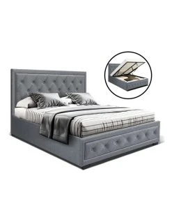 Best Sale ✨ Artiss Bed Frame Double Full Size Gas Lift Base With Storage Grey Fabric TIYO 🤩