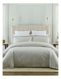 Deals 🔥 Heritage 500TC Superior Cotton Quilt Cover Set Silver 🎉