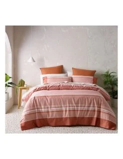 Cheapest 🥰 Vue Grayson Cotton Quilt Cover Set Brick Pink ✔️