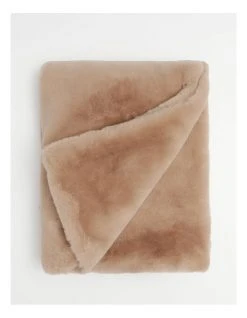 New ❤️ Heritage Amelie Faux Fur Throw Taupe ❤️