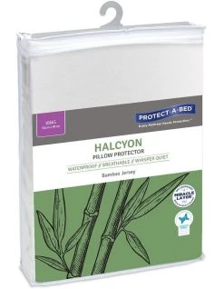 Best Sale 👏 Protect-A-Bed Halycon Bamboo Jersey Waterproof Fitted King Pillow Protector White ❤️