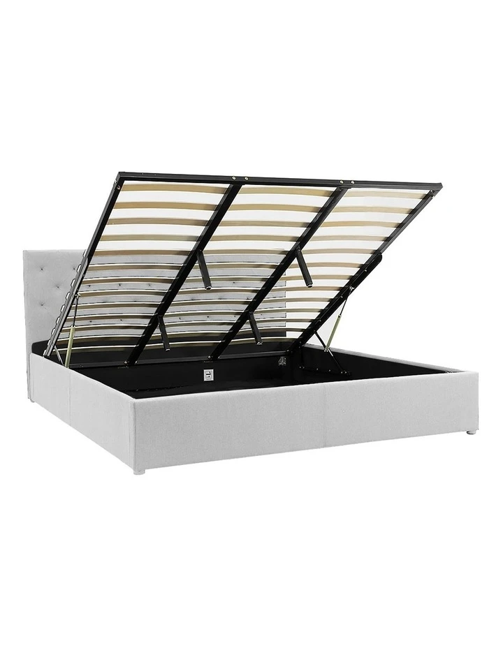 Best reviews of ⭐ Laura Hill King Linen Fabric Gas Lift Storage Bed Frame With Headboard Grey ⭐ 4 Best reviews of ⭐ Laura Hill King Linen Fabric Gas Lift Storage Bed Frame With Headboard Grey ⭐ - Image 4