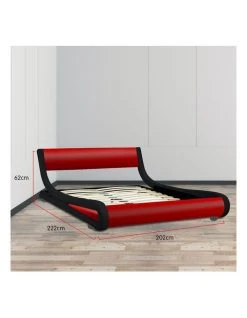 Deals 😍 Laura Hill King Size Pu Leather Bed Frame Wood Base Metal Beam Italian Design - Red ⌛ -Bedroom Sales Store 816580630 7 720x928