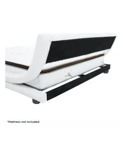 Coupon 🔔 Laura Hill King Size Pu Leather Bed Frame Wood Base Metal Beam Italian Design - White ✨ -Bedroom Sales Store 816580720 3 720x928