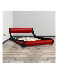 Flash Sale 💯 Laura Hill Queen Size Pu Leather Bed Frame Wood Base Metal Beam Italian Design - Red 🔔 -Bedroom Sales Store 816580900 7 720x928