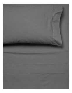 Outlet ✔️ Linen House Vienna 300TC Cotton Percale Sheeting Charcoal 💯