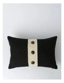 New 😍 Darren Palmer Andros Jute Panel With Button Trims Breakfast Cushion Black ✨