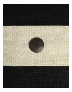 New 😍 Darren Palmer Andros Jute Panel With Button Trims Breakfast Cushion Black ✨ -Bedroom Sales Store 832494520 3 720x928