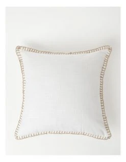 Outlet 🧨 Australian House & Garden Brighton Jute Blanket Stitch Cotton Cushion White 😀