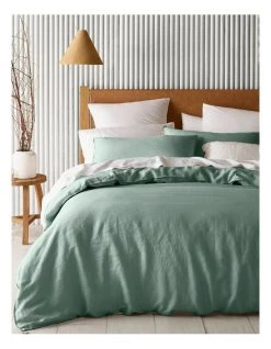 Brand new ⌛ Australian House & Garden Sandy Cape Washed Belgian Linen Quilt Cover Set Eucalyptus 🔔
