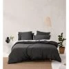 Best Sale 🎁 Linen House Nara 400TC Bamboo Cotton Quilt Cover Set Charcoal 🌟