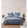Budget ⌛ Linen House Nara 400TC Bamboo Cotton Quilt Cover Set Bluestone ⌛