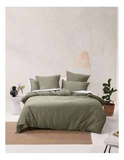 Hot Sale ❤️ Linen House Nara 400TC Bamboo Cotton Quilt Cover Set Moss ✨
