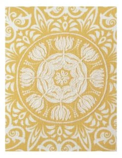 Best Pirce 🎁 Heritage Lorenzo Medallion Print & Embroidered Cushion Yellow 😍 -Bedroom Sales Store 833418820 3 720x928